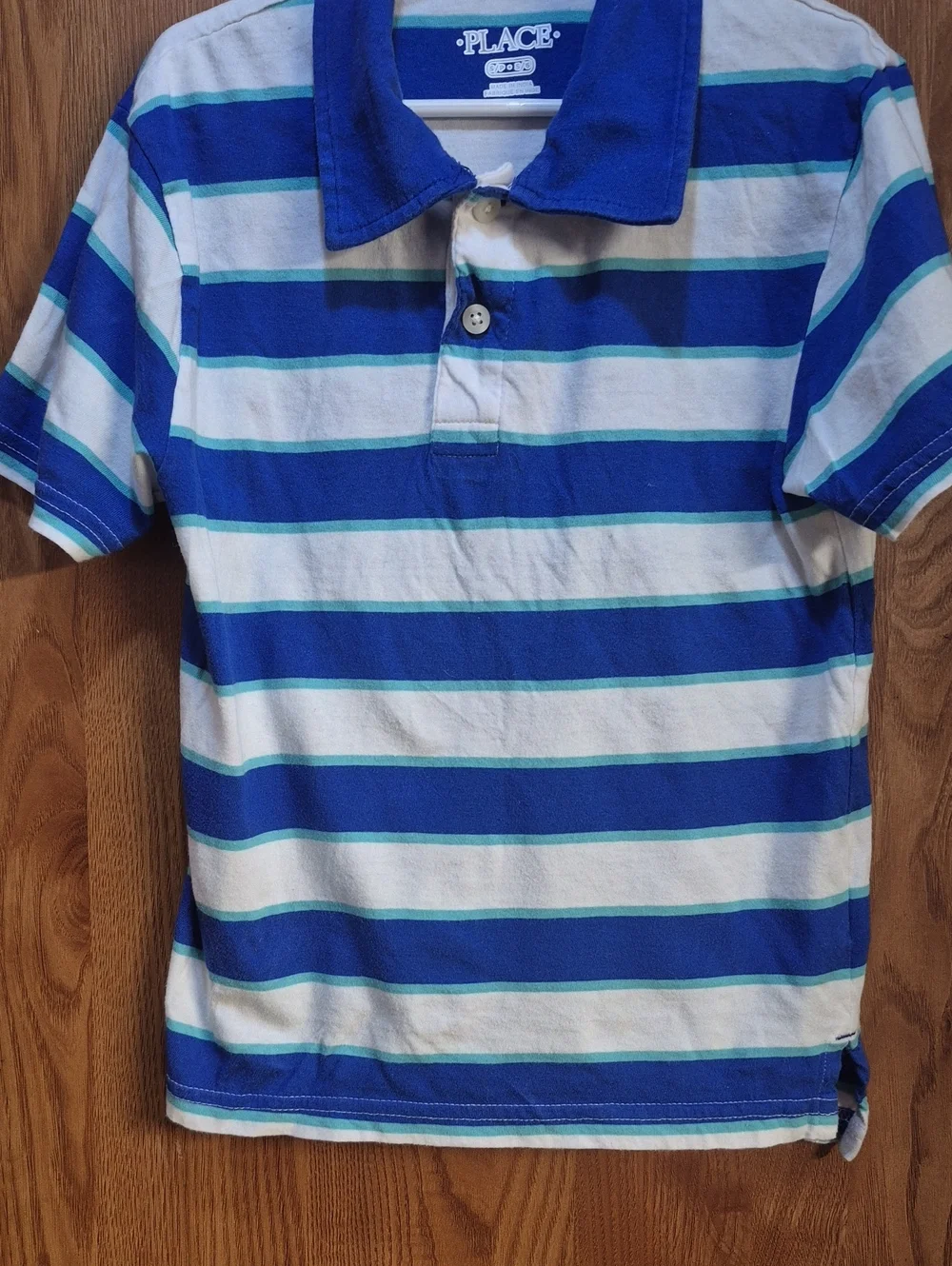 The Children's Place Blue, White & Teal Striped Polo. Box 43
